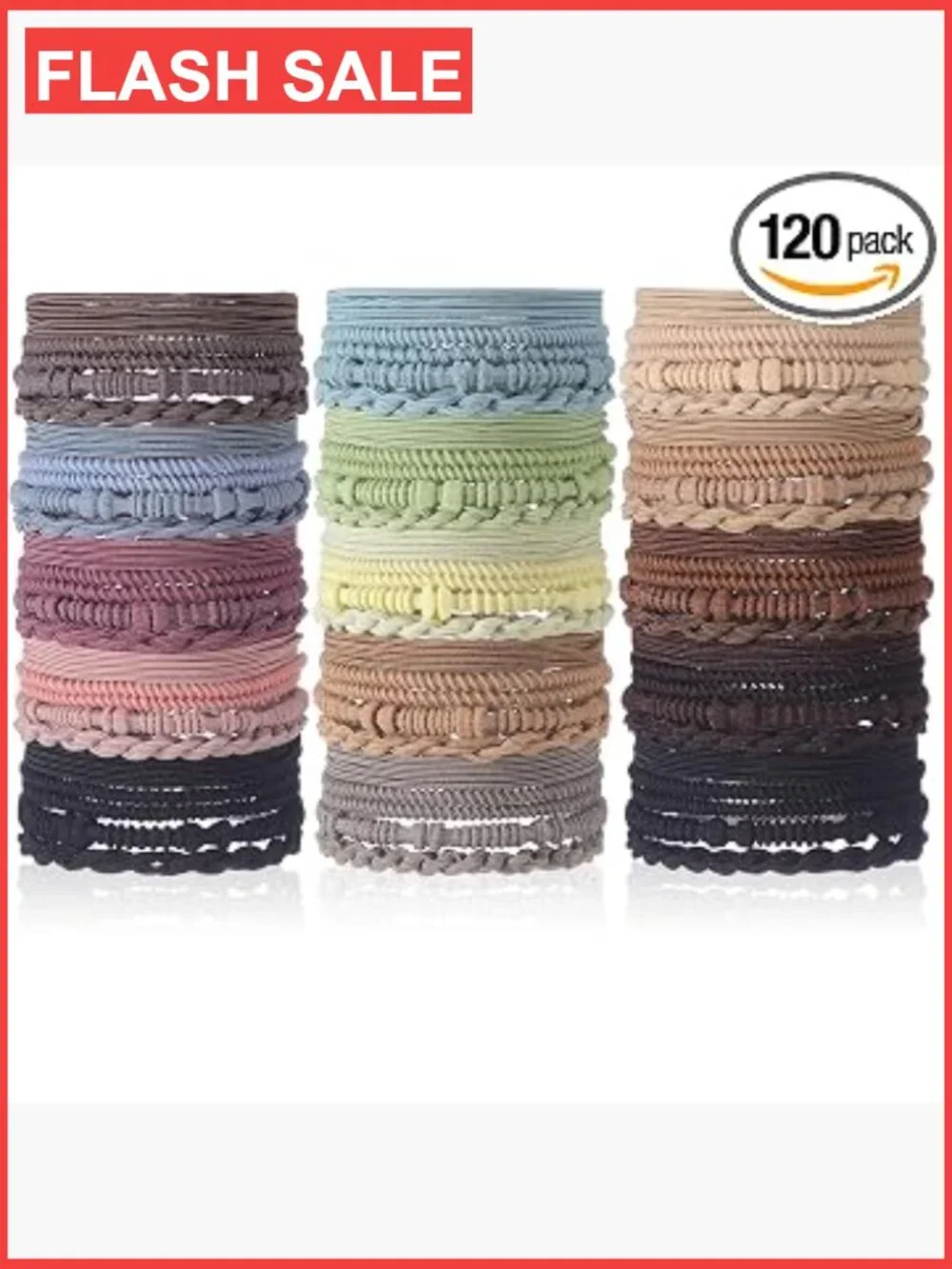 120 Pack Boho Hair Ties Elastic Ponytail Holders Nylon Hair Accessories